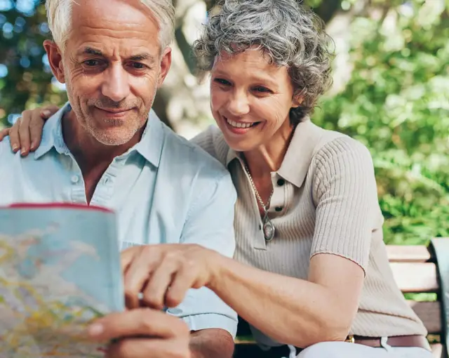 Happy Senior Couple Summer Travel Card